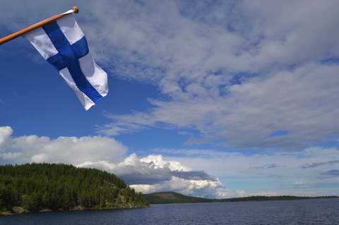 Finland flag, Lake Inari